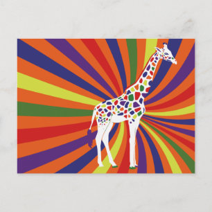 Rainbow Giraffe Art Postkarte