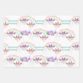 Rainbow Giraffe Faces Birthday Geschenkpapier Set (Vorderseite)