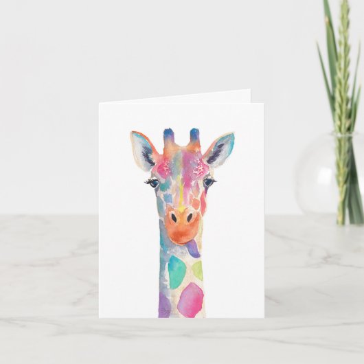 Rainbow Giraffe Notecard Dankeskarte (Vorderseite)
