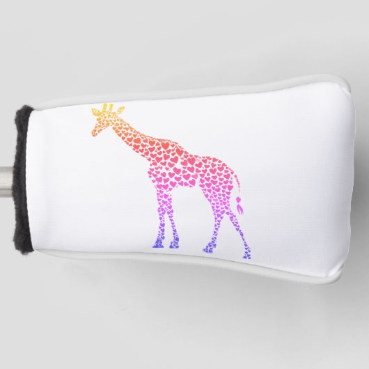 Rainbow Giraffe of Hearts Golf Head Cover Golf Headcover (Vorderseite)