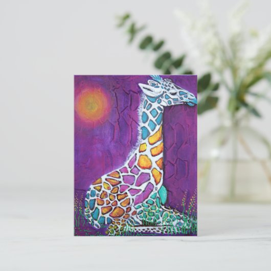 Rainbow Giraffe Postkarte (Stehend Vorderseite)