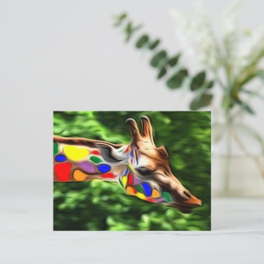 Rainbow Giraffe Postkarte (Stehend Vorderseite)