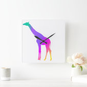 Rainbow Giraffe Quadratische Wanduhr (Zuhause)