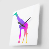 Rainbow Giraffe Quadratische Wanduhr (Winkel)
