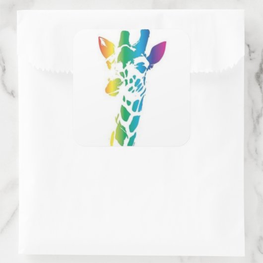 Rainbow Giraffe Quadratischer Aufkleber (Tasche)