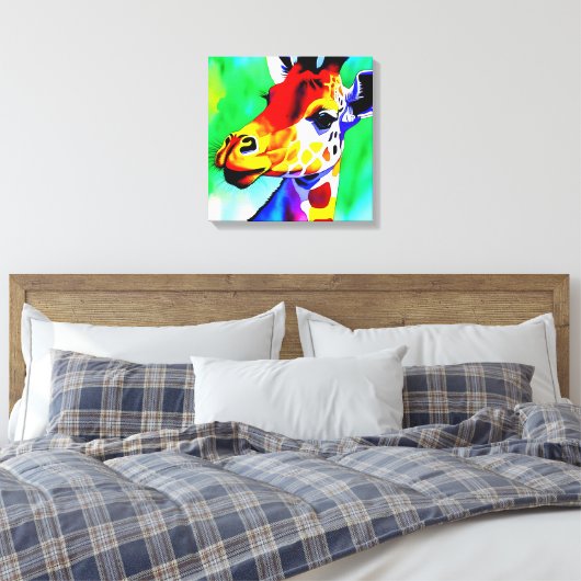 Rainbow Giraffe Stretched Leinwand (Insitu (Schlafzimmer))