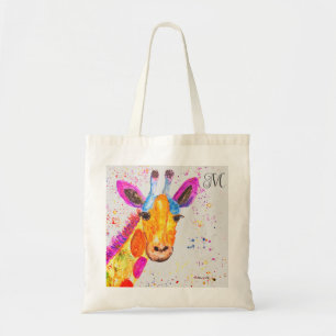 Rainbow Giraffe Watercolor Natur Jungle Animal to Tragetasche