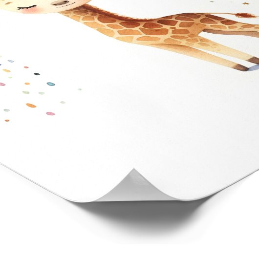 Rainbow Giraffe Watercolor Poster (Ecke)