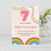 Rainbow Girl 7th Birthday Invitation Einladung (Stehend Vorderseite)