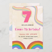 Rainbow Girl 7th Birthday Invitation Einladung (Vorne/Hinten)
