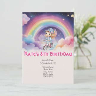 Rainbow Girl 8. Geburtstag Einladung