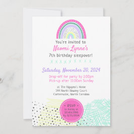 Rainbow Girl 90's Birthday Sleepover Kawaii Party Einladung