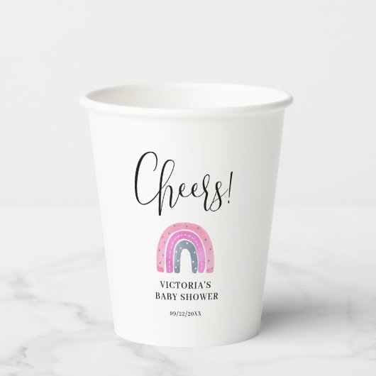 Rainbow Girl Baby Dusche Pappbecher (Vorderseite)
