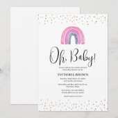 Rainbow Girl Baby Shower Invitation Einladung (Vorne/Hinten)