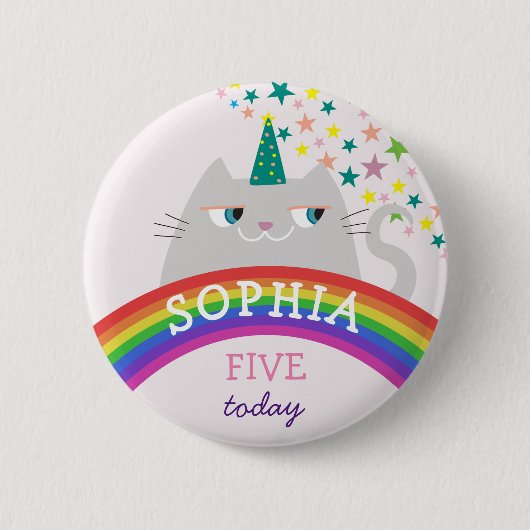 Rainbow Girl Birthday Button (Vorderseite)