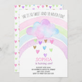 Rainbow Girl First Birthday Magical Gold Glitzer Einladung (Vorne/Hinten)