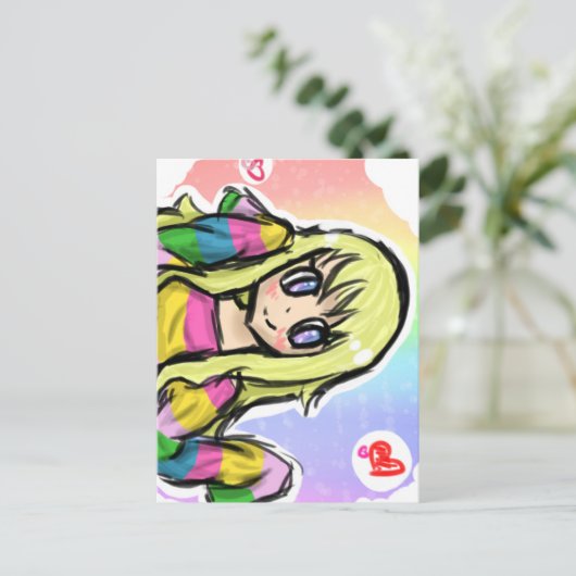 Rainbow Girl Postkarte (Stehend Vorderseite)