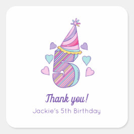 Rainbow Girls 5th Birthday Party Fevor Sticker