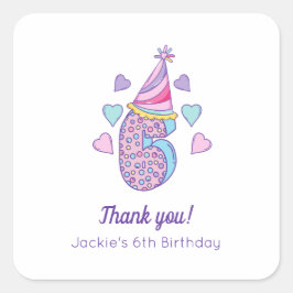Rainbow Girls 6th Birthday Party Fevor Sticker
