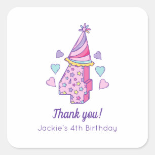 Rainbow Girls 6th Birthday Party Fevor Sticker