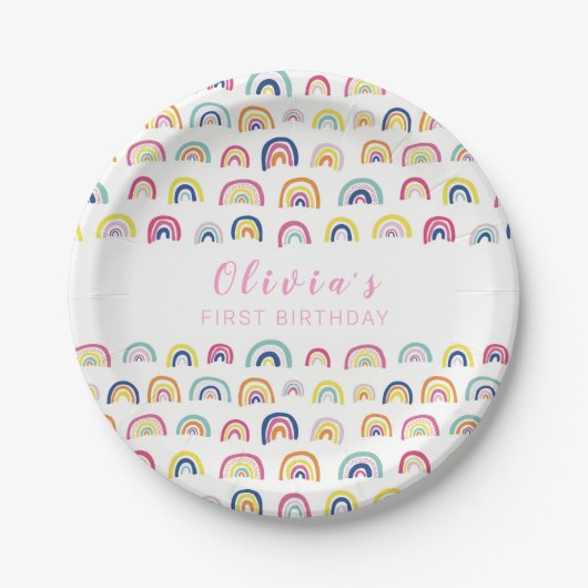 Rainbow Girls Erste Geburtstagsparty Pappteller (Vorderseite)