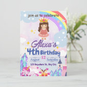 Rainbow Girl's Kindergeburtstag Party Geschenke Einladung (Stehend Vorderseite)