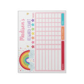Rainbow Girls Rewards Chart Chore Chart Pink Gold Notizblock (Rotiert)