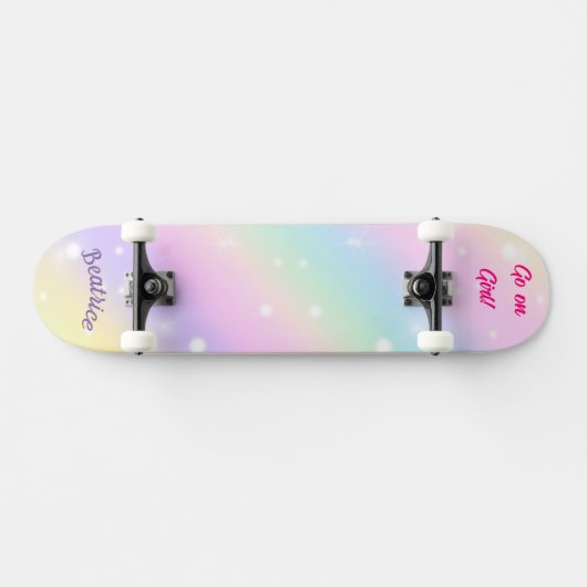 Rainbow Girly Custom Personalisiert Name Skateboard (Horizontal)