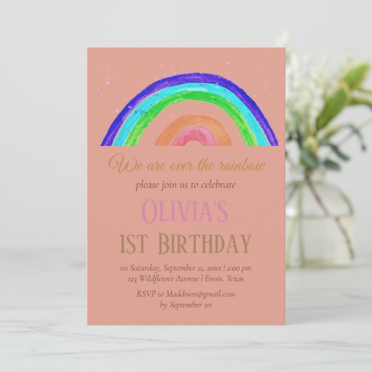 Rainbow Giro Einladung (Stehend Vorderseite)