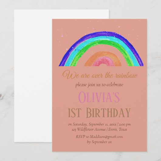 Rainbow Giro Einladung (Vorne/Hinten)