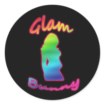 Rainbow Glam Bunny Logo-Aufkleber rund