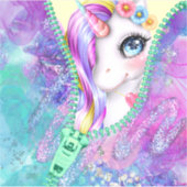 Rainbow Glam White Unicorn Flüchtige Blick-A-Boo Z Aufkleber (Vorderseite)