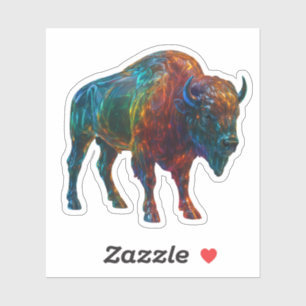 "Rainbow Glass Bison - Vibranful Colorful Animal A Aufkleber