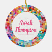 Rainbow Glass Mosaic Circle Frame Name Keramik Ornament (Vorne)
