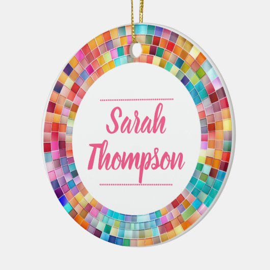 Rainbow Glass Mosaic Circle Frame Name Keramik Ornament (Links)