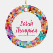 Rainbow Glass Mosaic Circle Frame Name Keramik Ornament (Hinten)