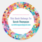 Rainbow Glass Mosaic Circle Frame Name Runder Aufkleber (Vorderseite)