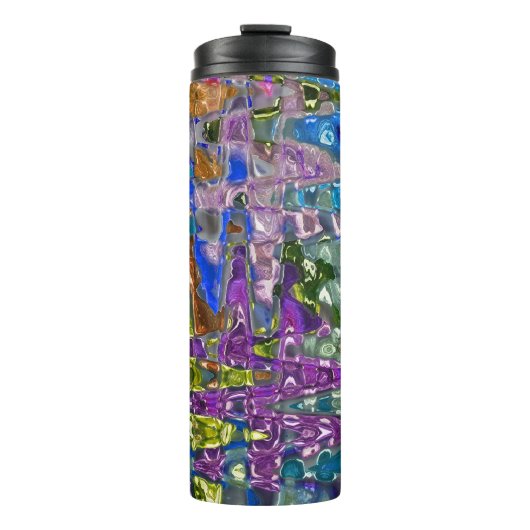 Rainbow Glass Wave #444 - Thermosbecher (Vorderseite)