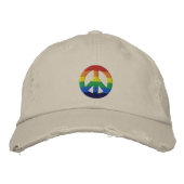 Rainbow GLBT Peace Sign Hat Bestickte Kappe (Vorderseite)