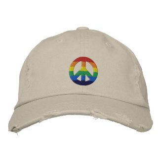 Rainbow GLBT Peace Sign Hat Bestickte Kappe