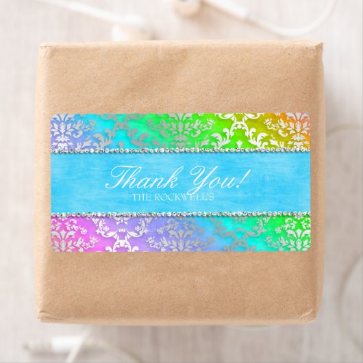 Rainbow Glimmer Damask Wedding Danke (Insitu)