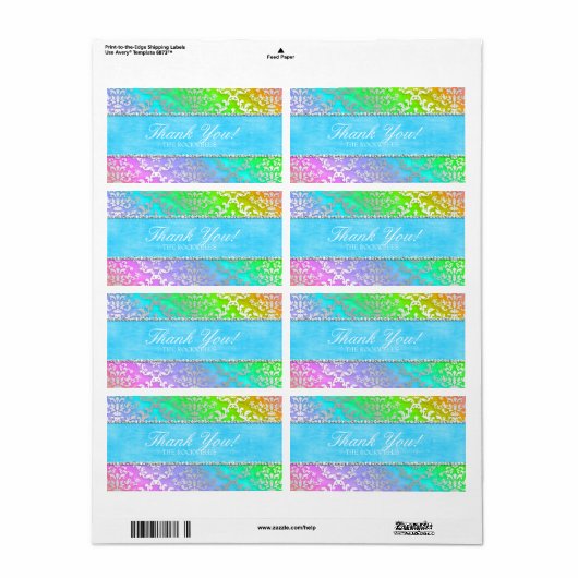 Rainbow Glimmer Damask Wedding Danke (Vorne)