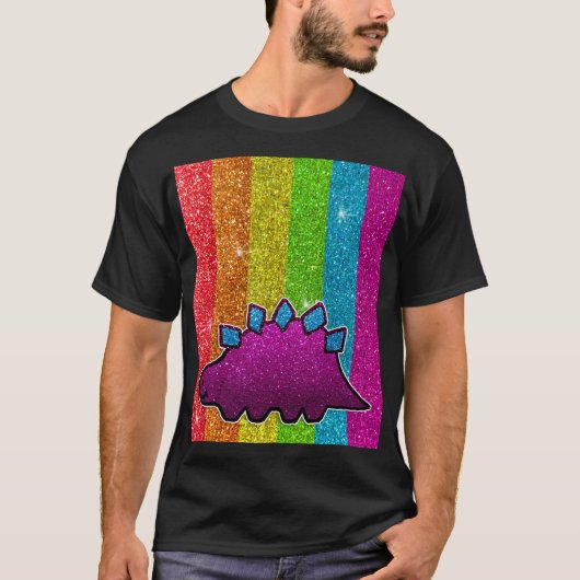Rainbow Glitter Dinosaur Sparkly LGBT Sparkle Cute T-Shirt (Vorderseite)