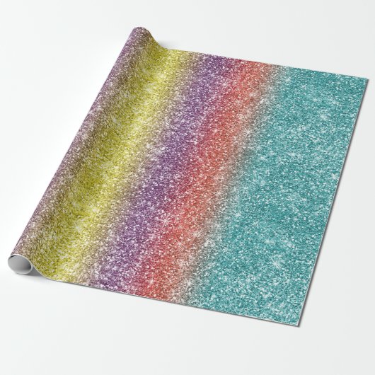 Rainbow Glitter Geschenkpapier (Ungerollt)