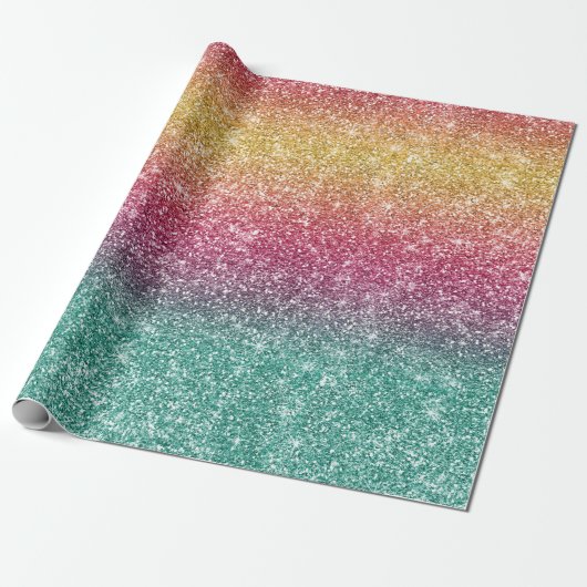 Rainbow Glitter Geschenkpapier (Ungerollt)