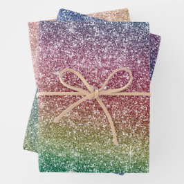 Rainbow Glitter Geschenkpapier Set