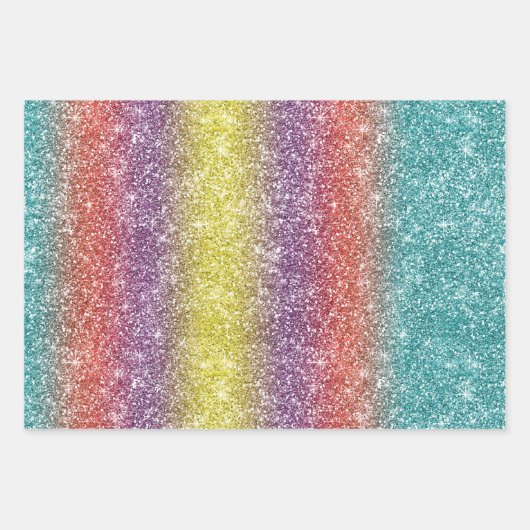 Rainbow Glitter Geschenkpapier Set (Vorderseite 3)