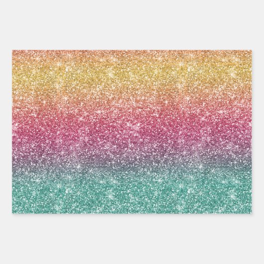 Rainbow Glitter  Geschenkpapier Set (Vorderseite 2)
