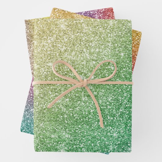 Rainbow Glitter Geschenkpapier Set (Beispiel)