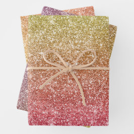 Rainbow Glitter Geschenkpapier Set